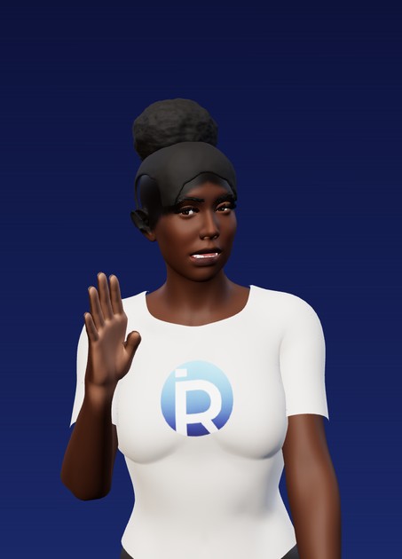 Zola, InReach's signing avatar, waving hello